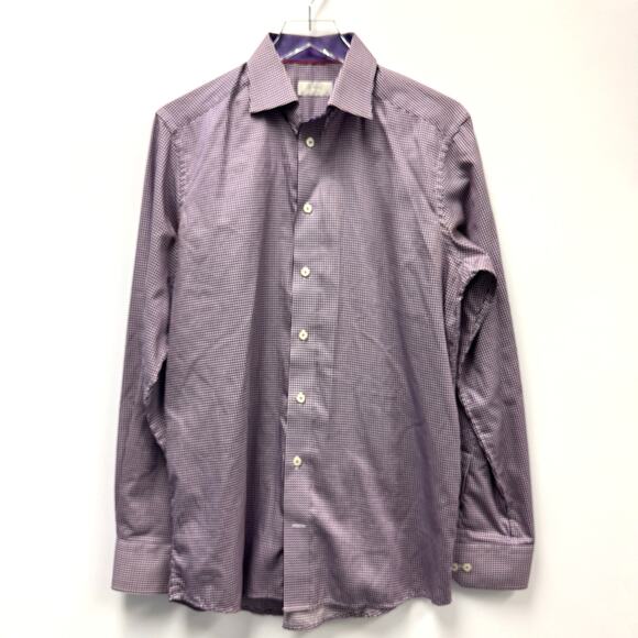 ETON Purple Gingham Check Collared Button Up Shirt Sz 39 15 1/2 - Picture 1 of 8